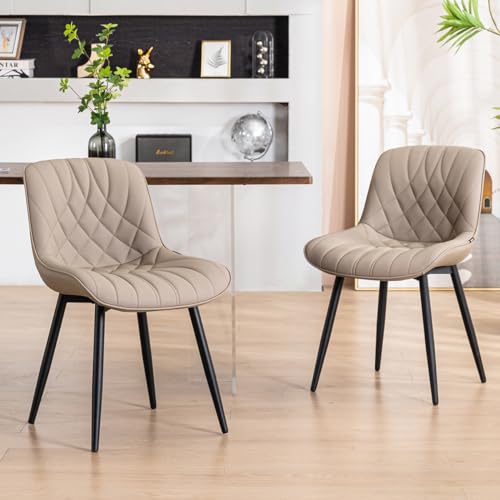 LZ ADVENTURES V Mid-Century Modern Khaki Dining Chair Set - Comfortable Upholstered