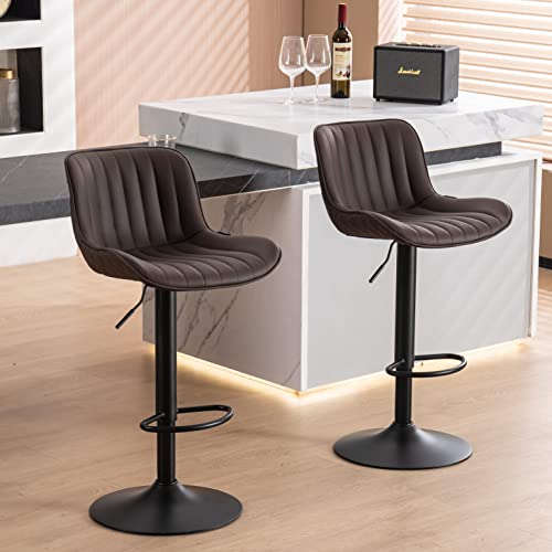 LZ ADVENTURES V Modern Brown Bar Stools with Back for Kitchen Island