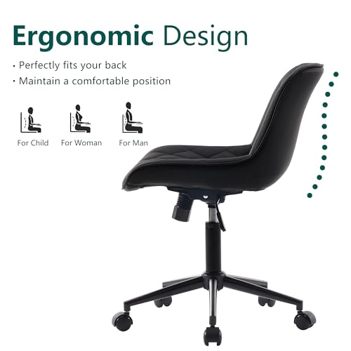 LZ ADVENTURES V Modern Black Armless Desk Chair with Wheels
