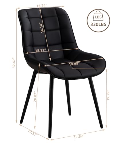 LZ ADVENTURES V Black Mid-Century Modern Set of 6 Dining Chairs with Adjustable Legs and PU Leather