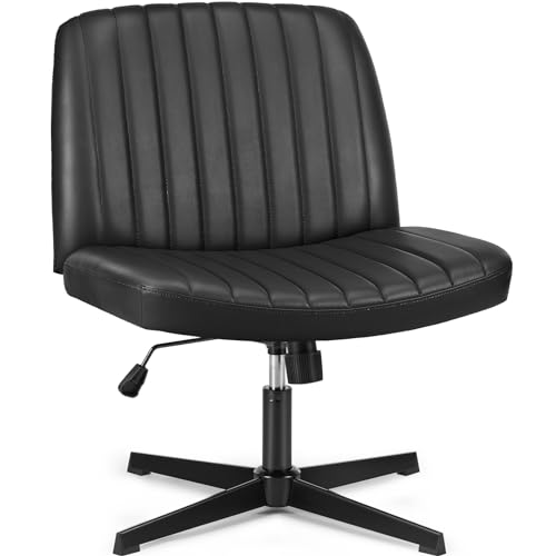 LZ ADVENTURES V Black No Wheels Armless Desk Chair for Home Office - Padded