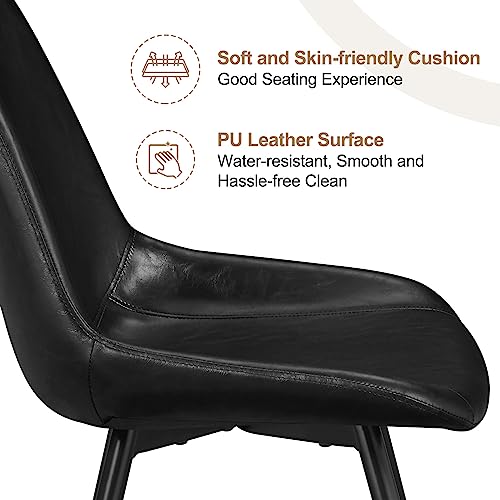 LZ ADVENTURES V Modern Mid-Century Black Leather Dining Chairs (Set of 6)