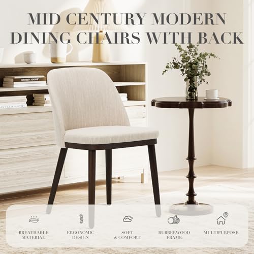 LZ ADVENTURES V Beige Modern Upholstered Dining Chair Set with Wood Legs