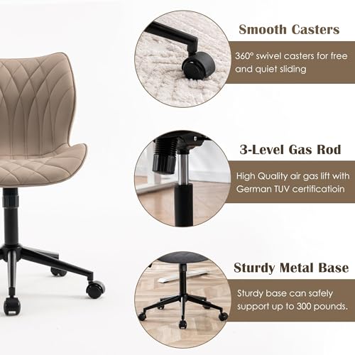 LZ ADVENTURES V Adjustable Faux Leather Swivel Office Chair (Khaki)