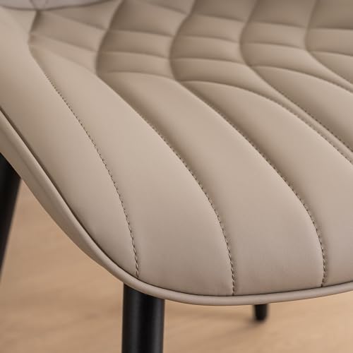 LZ ADVENTURES V Mid Century Modern Khaki Dining Chair Set - Comfortable Faux Leather