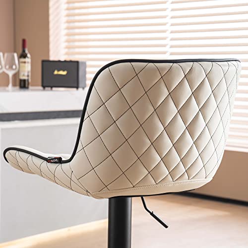 Modern Adjustable White Bar Stool Set of 2 with Backs for Kitchen Island