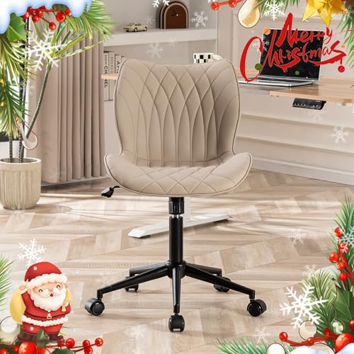 LZ ADVENTURES V Adjustable Faux Leather Swivel Office Chair (Khaki)
