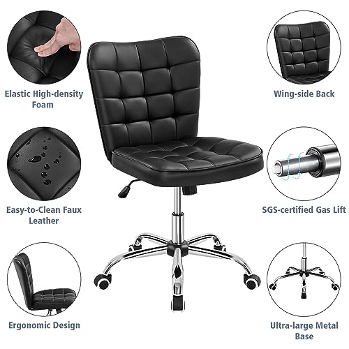 LZ ADVENTURES V Modern Black Faux Leather Office Chair with Adjustable Height and Wheels