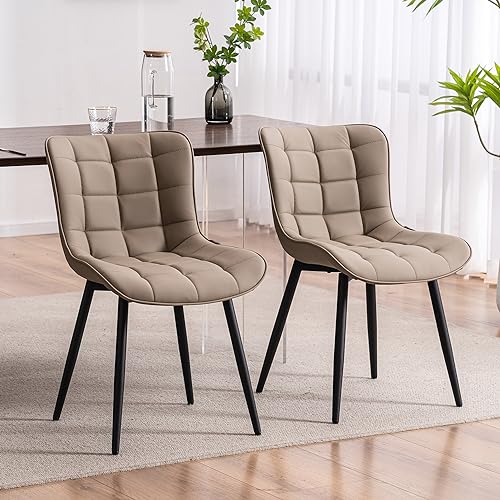 Modern Khaki Dining Chairs Set of 2 for Kitchen or Dining Room