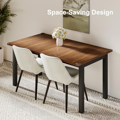 LZ ADVENTURES V 63 Extendable Walnut Dining Table for 4-8 – Modern Farmhouse Design for Small Spaces
