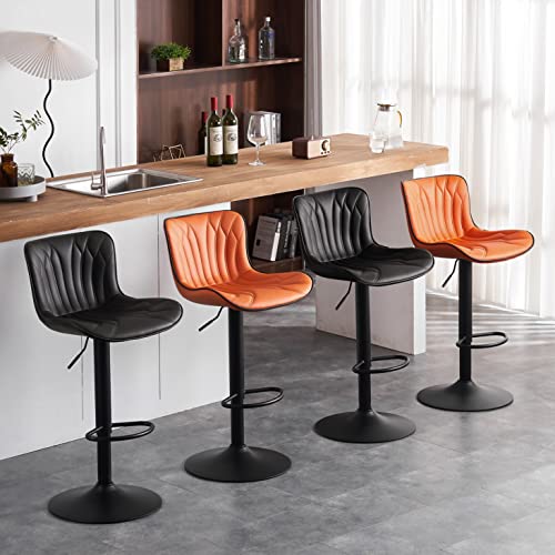 LZ ADVENTURES V 24-Inch Orange Swivel Bar Stools with Back for Kitchen Island