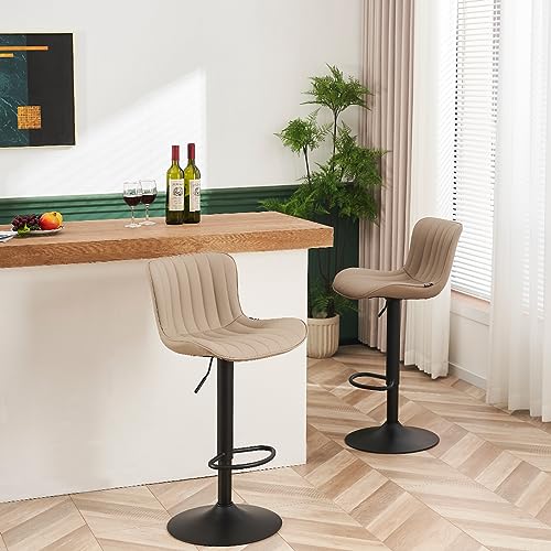 LZ ADVENTURES V Khaki Adjustable Swivel Bar Stools - Set of 2