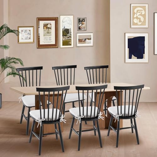 LZ ADVENTURES V Black Wooden Spindle Back Windsor Dining Chairs (Set of 6)